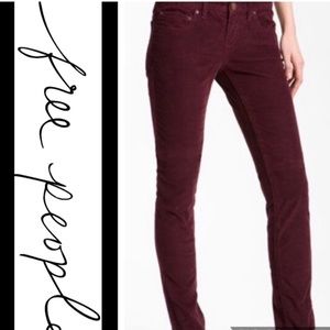 Free People Corduroy Maroon Skinny Pants Size 30